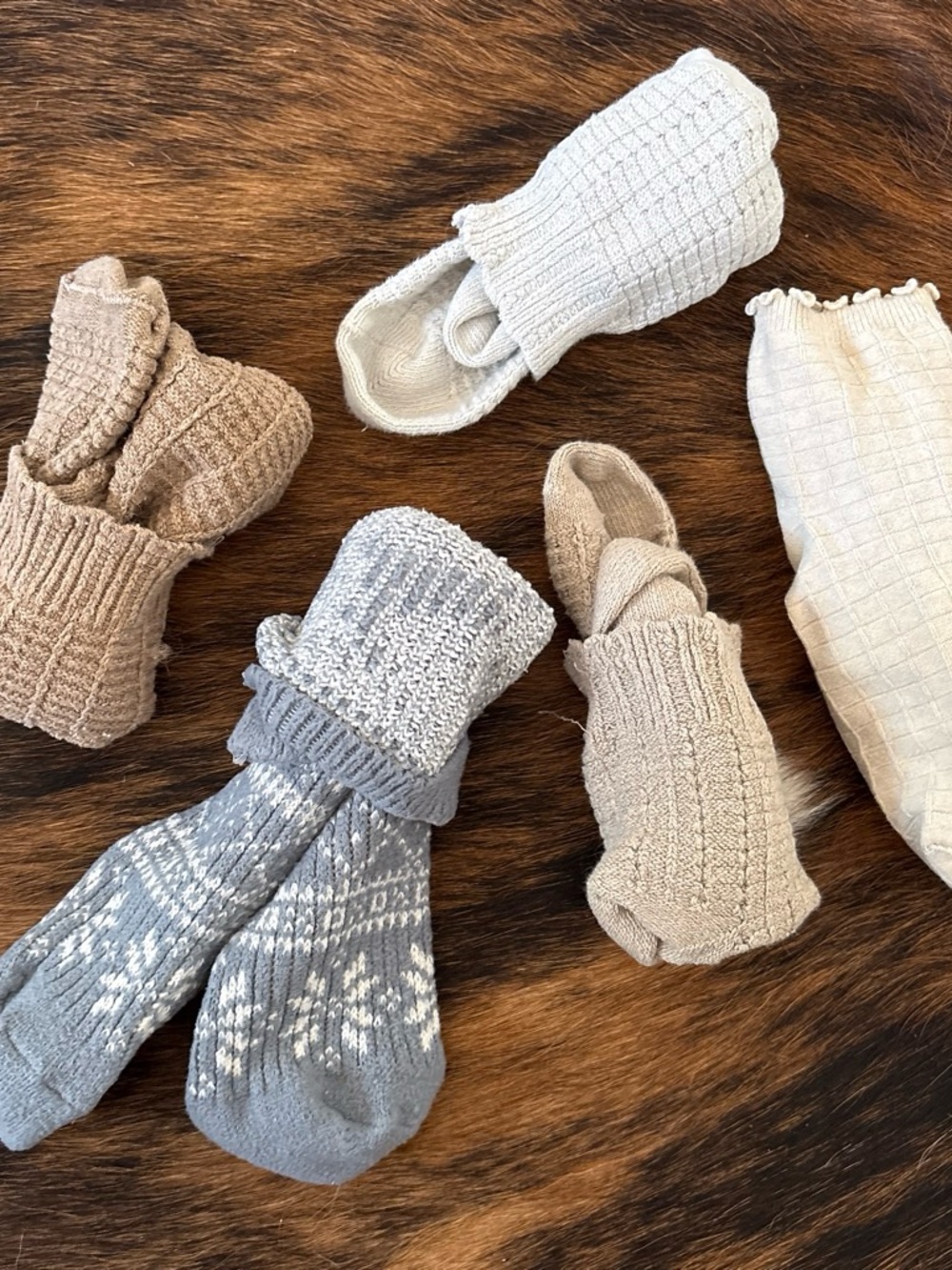 Cozy Knit  Socks Set - Cream, Beige & Gray